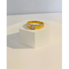 Δαχτυλίδι Χρυσό 14K - Γυναικείο, τετράγωνη βάση με Ζιργκόν (RI549)